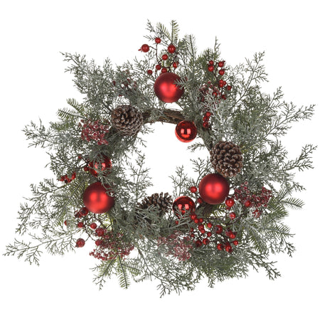 Ghirlanda tonda vischio con palline corona natalizia, dietro porta da 60 cm