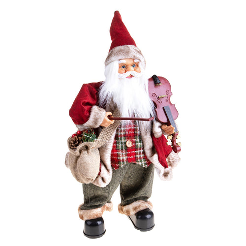Babbo Natale con violino, movimento con musica, barba folta e bianca da 60 cm