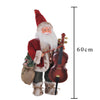 Babbo natale decorazione natalizia pupazzo h 54 cm con contrabbasso e vestiti rossi statuetta