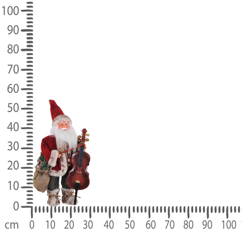 Babbo natale decorazione natalizia pupazzo h 54 cm con contrabbasso e vestiti rossi statuetta