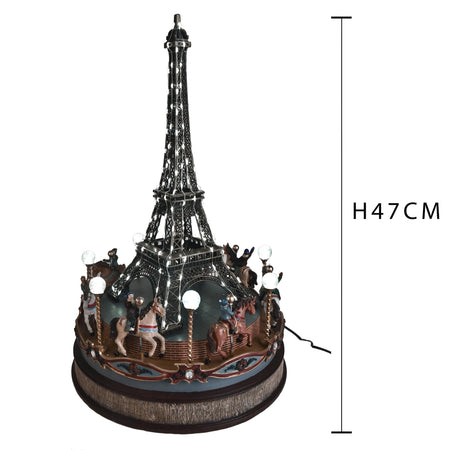 Statuetta Tour Eiffel con led e luci in resina decorazione natalizia