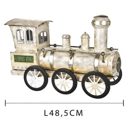 Locomotiva 40 led trenino natalizio in latta Bianco 48 cm decorazione natalizia