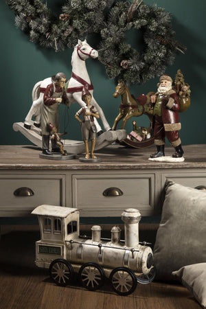 Locomotiva 40 led trenino natalizio in latta Bianco 48 cm decorazione natalizia