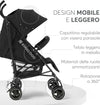 KIKKABOO Passeggino BEETLE - Passeggino da viaggio omologato fino a 22 kg - Pieghevole, Leggero, Compatto, colore NERO - telaio in alluminio, Chiusura Compatta, Schienale Reclinabile e Regolabile, Poggiagambe