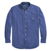 Camicia Uomo In Jeans Ralph Lauren Slim Fit Camicia Casual Con Logo Ricamato Colletto Botton Down Blu Navy Vestibilità Slim