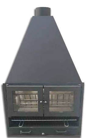 Barbecue kalama 88 a legna con sportelli in vetro da utilizzare anche per interno o per chi vuole utilizzare il girarrosto