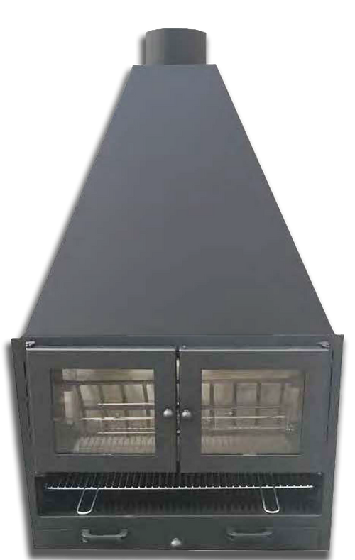 Barbecue kalama 88 a legna con sportelli in vetro da utilizzare anche per interno o per chi vuole utilizzare il girarrosto