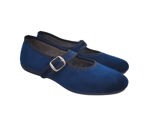 Originali Mary Jane, Ballerine Donna da Casa, Eleganti Friulane con Cinturino, Pantofole Basse in Velluto, Produzione Artigianale