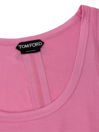 Tom Ford Top smanicato in seta rosa da donna