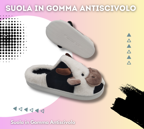 Ciabatte Animali da Donna, Pantofole Invernali Calde e Pelose, Morbide e Simpatiche Babbucce a Mucca