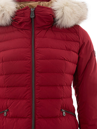 Peuterey Giubbino Imbottito Bordeaux con Collo Pelliccia da donna