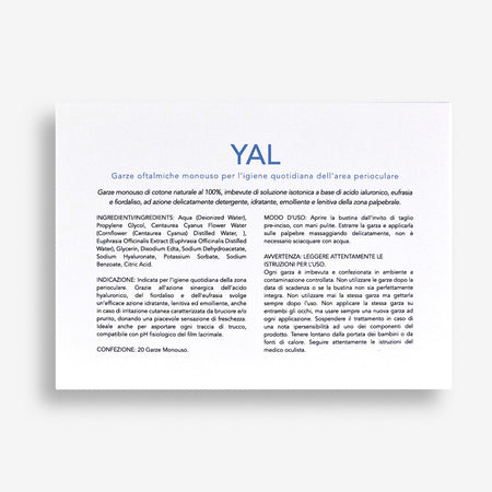 YAL 20 Garze Oftalmiche – Detergenti Monouso per Palpebre, Blefarite e Igiene Perioculare
