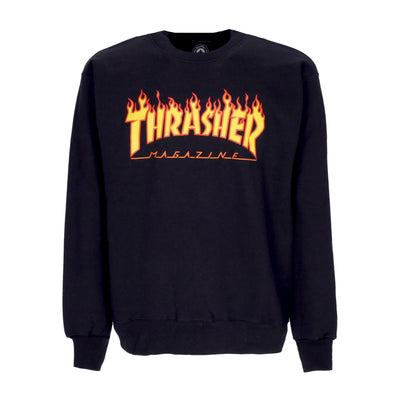 THRASHER Felpa Girocollo Uomo Flame Crewneck Black/yellow da uomo