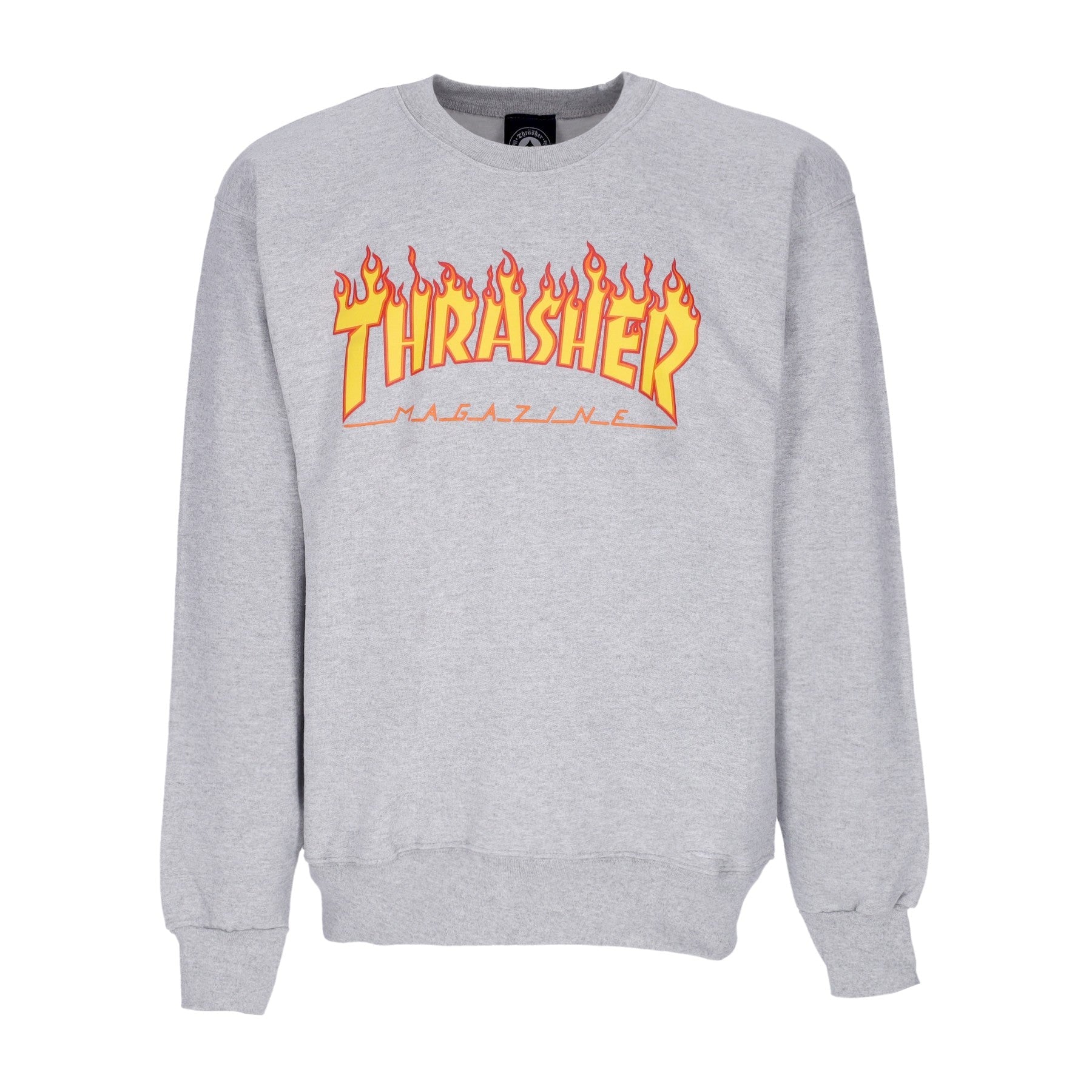 THRASHER Felpa Girocollo Uomo Flame Crewneck Light Steel/yellow da