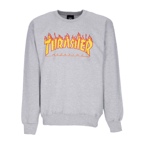 THRASHER Felpa Girocollo Uomo Flame Crewneck Light Steel/yellow da uomo