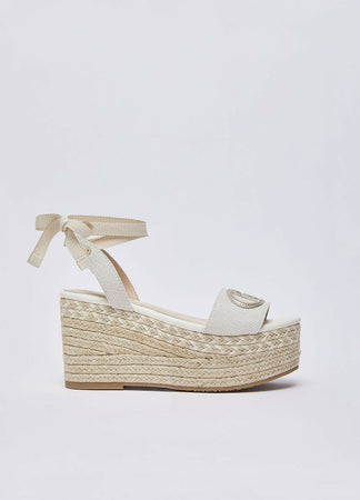 Liujo Donna Sandali zeppa con logo monogram