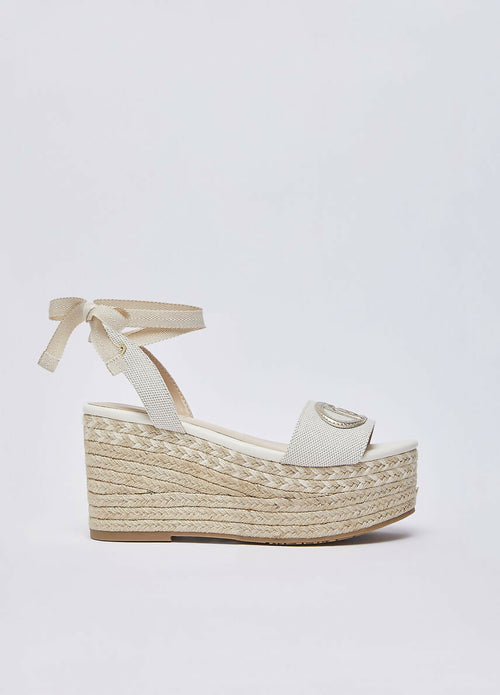 Liujo Donna Sandali zeppa con logo monogram