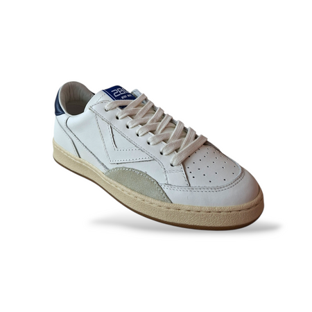 Sneakers bambino 2B12 Junior Play bianche blue pelle laccio