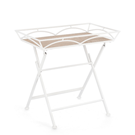 Tavolino guenda bianco in acciaio verniciato, pieghevole 63 x 40 x 60 cm