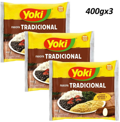 YOKI FAROFA PRONTA TRADICIONAL 400G X 3PZ FARINE DI MANDIOCA PAESE DI ORIGINE BRAZILIAN