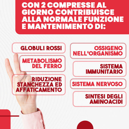 Ferro integratore 30 mg con acido folico e vitamina b2-160 compresse - per globuli rossi, ossigeno, sistema immunitario, stanchezza e benessere mentale