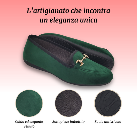 Le Parigine Eleganti Ballerine Donna da Casa, Friulane in Velluto Invernali, Ciabatte Basse e Chiuse, Produzione Artigianale