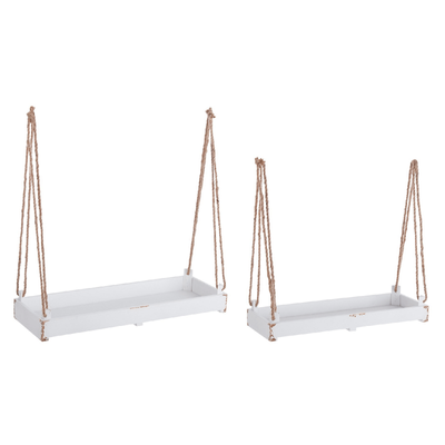 Set 2 vassoio sospeso ashley rett bianco in legno d'abete