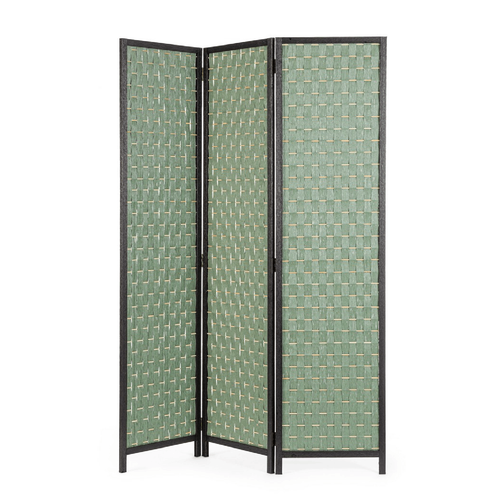 Paravento dheva naturale e verde in bamboo, carta, legno di pioppo, 135 x 180 cm
