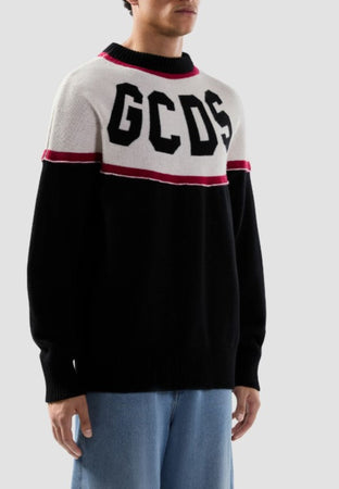 GCDS MAGLIONE STRIPES LOGO SWEATER da uomo