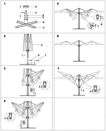 Ombrellone doppio con palo centrale "Archimede" 6 x 3 mt in alluminio da Bar e Ristorante