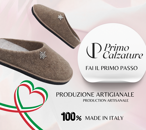 Primo Calzature Ciabatte Donna ValGardena Pantofole Invernali da Casa in Lana, Suola in Feltro con Plantare Estraibile