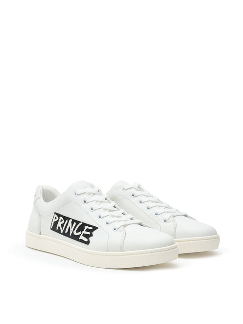 Dolce & Gabbana Sneakers Bassa in Pelle Bianca 'Prince' da uomo