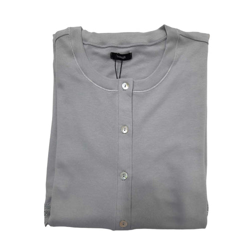 Camicia da notte Bisbigli Parigi 42, manica lunga, collo Serafino, parte finale con pizzo, tessuto caldo in cotone, Made in Italy
