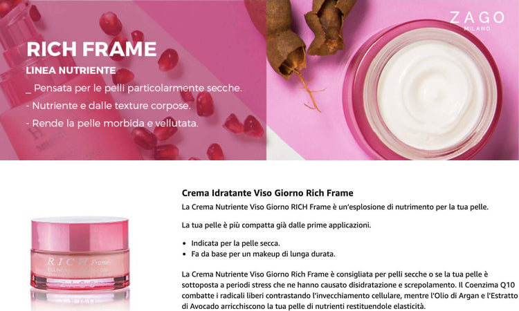 Zago Rich Frame Filling Face 50 ml Crema Viso Nutriente Anti-Stress Giorno N01CG17 COSMETICA SG Store - Nicosia, Commerciovirtuoso.it