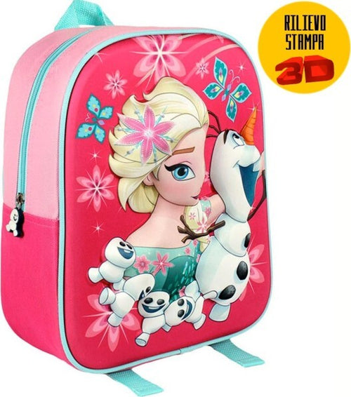 Zainetto-Frozen-Elsa-Olaf-Stampa-Rilievo-3d-Bambine-Scuola-Asilo-Tempo-Libero