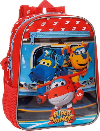 Zainetto-Scuola-Super-Wings-28-Cm-Zaino-Asilo-Bambini-Rosso-Azzurro-6-Lt