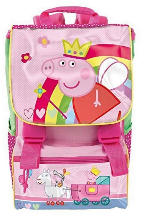 Zaino Estensibile Primino Peppa Pig Accademia Per Bambini Zaino Cartella Scuola Tasca Frontale Con Fibbie Rosa E Spallacci Imbottiti Regolabili 26x18x35 Cm