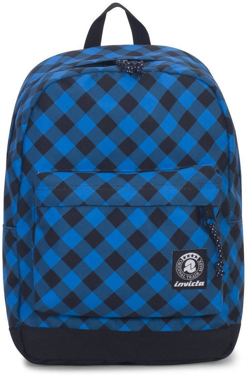 Zaino Invicta Carlson Blu E Nero Plaid Scacchi Quadrati Zaino Scuola Tempo Libero Imbottito Con Tasche 30x41,5x18 Cm