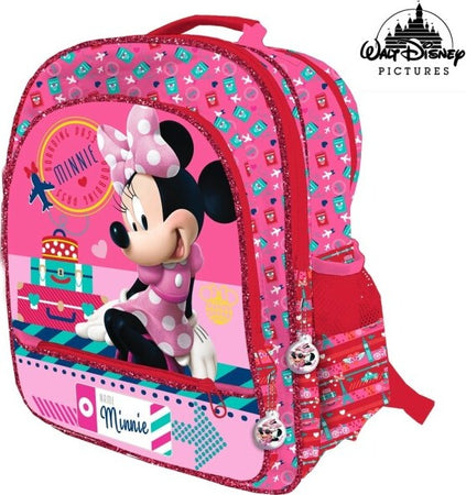 Zaino-Minnie-4-Cerniere-Stampa-Plastificata-Scuola-Bambine-Elementari-41-Cm