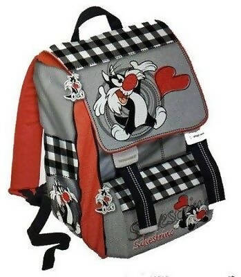 Zaino per Bambini Franco Panini Nero E Grigio Zaino per La Scuola Estensibile Fantasia Silvestro Con Spallacci Imbottiti Zaino Scuola 29x41x12,5 Cm Estensibile Franco Cosimo Panini