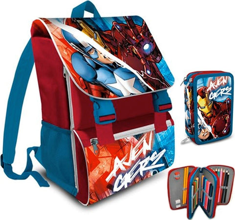 Zaino Scuola Estensibile Avengers Cartella Astuccio Completo