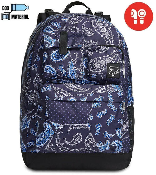 Zaino Scuola Reversible Pockets Seven Blue Cashmere Con Auricolari Zaino per Ragazzi Fantasia