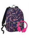 Zaino Scuola Seven Reversibile The Double Dreamy Con Cuffie Stereo 27 Lt Zaino Scuola Fantasia E Azzurro