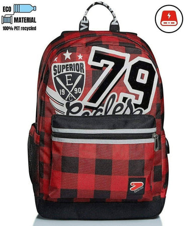 Zaino Scuola Seven The Double Pro In Town Rosso + Power Bank Incluso 29 Lt Zaino Scuola Schienale Ergonomico