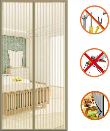 Zanzariera-Magnetica-120-X-240-Cm-Beige-Universale-18-Magneti-Tenda-Per-Porte