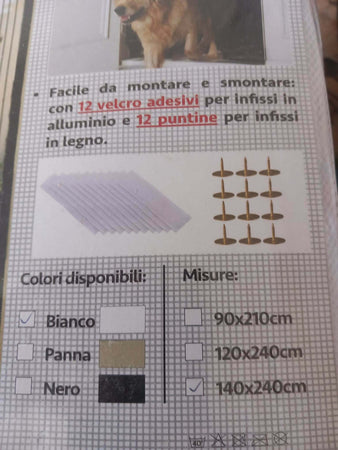 Zanzariera Magnetica (consegna gratuita ) Con Pratica Chiusura Centrale E Barrette Magnetiche Si Chude Da Sola Colore Panna 140cm X 240 Cm