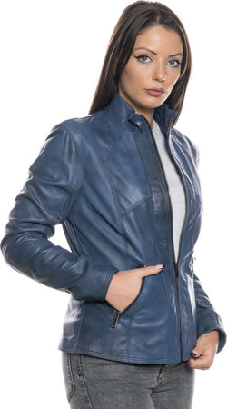 Zara---Giacca-Donna-Blu-in-vera-pelle