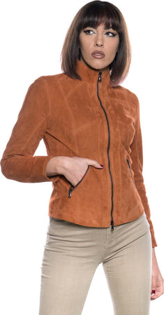 Zara---Giacca-Donna-Cuoio-in-vero-Camoscio
