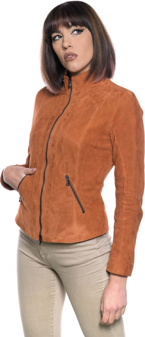 Zara---Giacca-Donna-Cuoio-in-vero-Camoscio