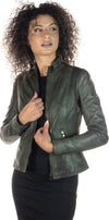 Zara---Giacca-Donna-Verde-in-vera-pelle